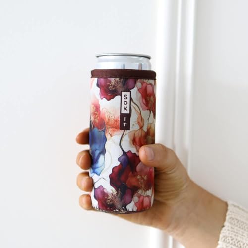 CanSok Sleeve for Beer & Soda Insulated Neoprene Cover (Watercolor Whisper / 12oz Slim Can Sleeve)