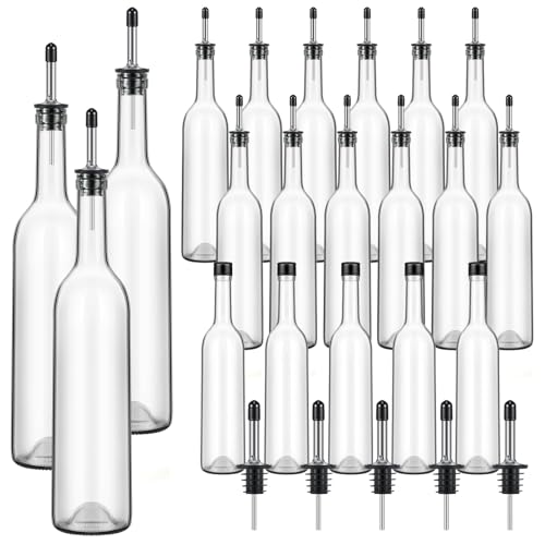 20 Pcs Long Neck Glass Bottles with Pourers for Bar Wine Syrup