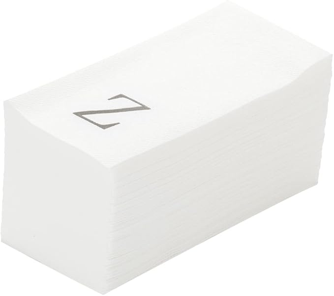 Luxenap 15.8 X 7.9 Inch Linen-Feel Guest Towels, 2000 Lettered Hand Towels - Silver Letter 'Z', Sans Serif Font, White Paper Dinner Napkins, airlaid, For Restrooms And Tables - Restaurantware