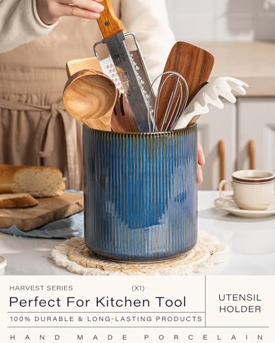 Large Utensil Holder for Kitchen Counter (Blue / 7.2" H)