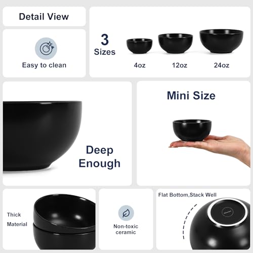 Ceramic Dipping Bowls 4 oz (Matte Black / 4 Oz)