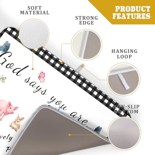 Funny Dish Drying Mat Large Absorbent Drying Pad for Kitchen Counter Easy Clean 18 X 24 in (Farm Animals 605 / 24" x 18")