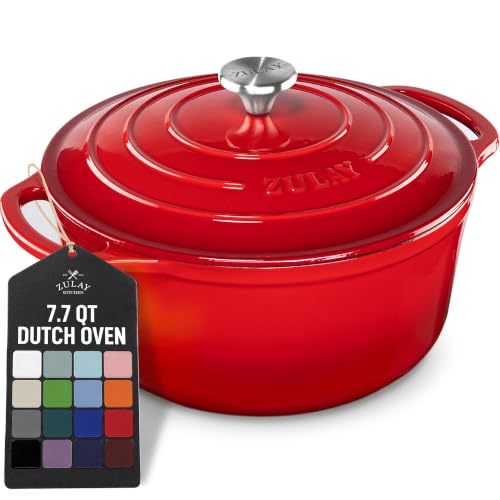 7.7 Quart Enameled Cast Iron Dutch Oven Pot with Lid (Ablaze Red / 7.7 Quart)