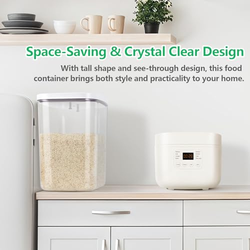 Airtight Rice Container 25 Lbs with Handle and Cup (12.68Qt-Rectangle)