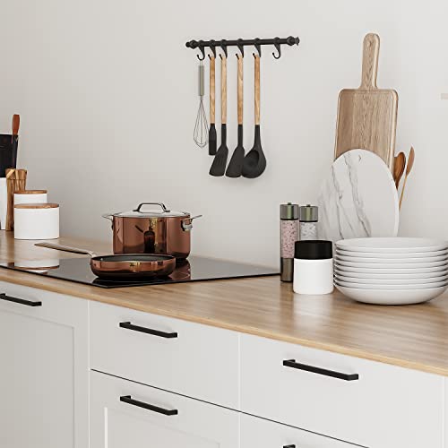 Matte Black Cabinet Handles Solid Cabinet Pulls 6 (Black / Flat Black 6-1/4'' Hole Center)