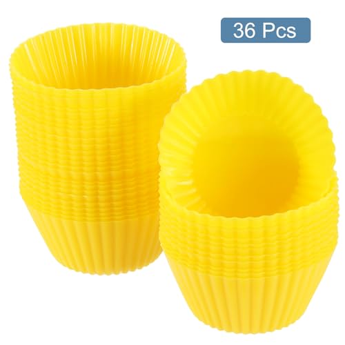 36Pcs Silicone Cupcake Liners (Yellow C / 2.8")