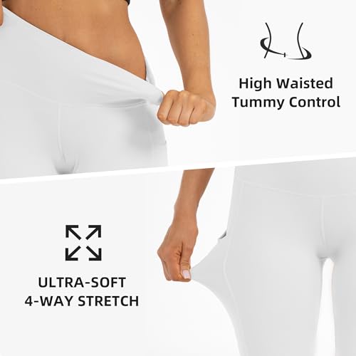 Butt Lifting High Waist Leggings for Women Buttery Soft Yoga Pants with Pockets Moisture (XX-Large / White)