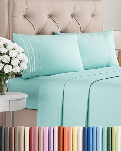 Queen Size 4 Piece Sheet Set (22 - Spa Blue / Queen)