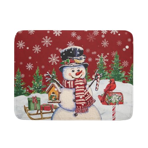Winter Snowman Dish Drying Mat Red Bird Microfiber Dish Pad 18x24 Inch Absorbent Fast Dry Dishes Draining Mats Holiday Kitchen Accessories (Red Winter Snowman / 18" x 24")