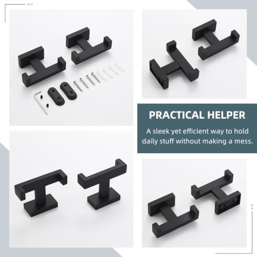 Bathroom Towel Hook Matte Black (2 Pack / Matte Black)