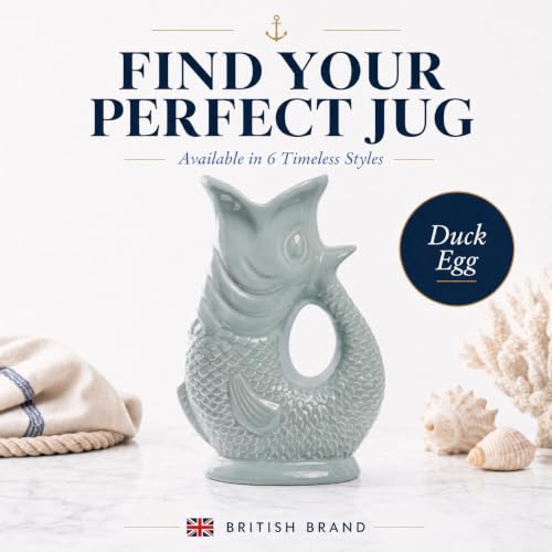 Fish Jug 50 fl oz Ceramic Pitcher (Duck Egg)