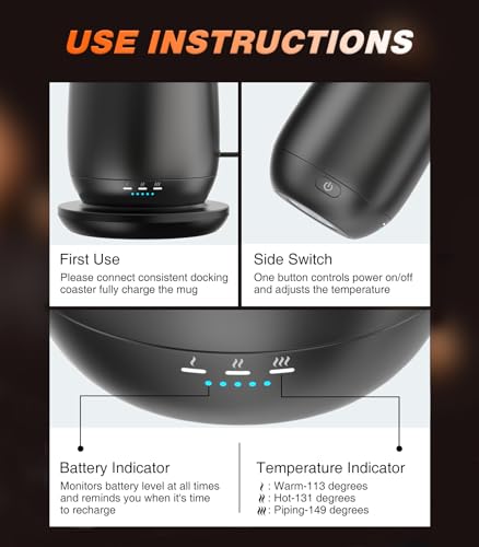 Self Heating Coffee Mug T2 (Black / 16oz)
