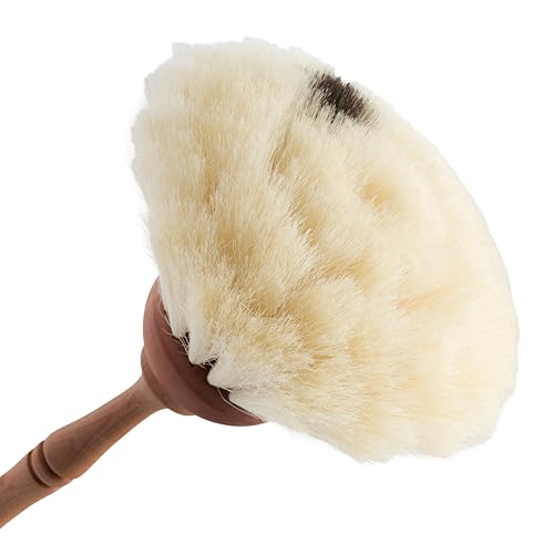 Goat Hair Dust Brush with Oiled Pearwood Handle (Light With Black Dot)