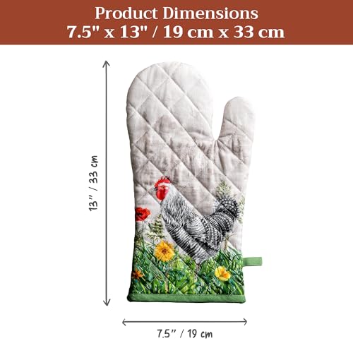 Maison d'Hermine Oven Gloves 100% Cotton Oven Mitt (018 - Basse Cour / 7.5" x 13" (Oven Mitt))
