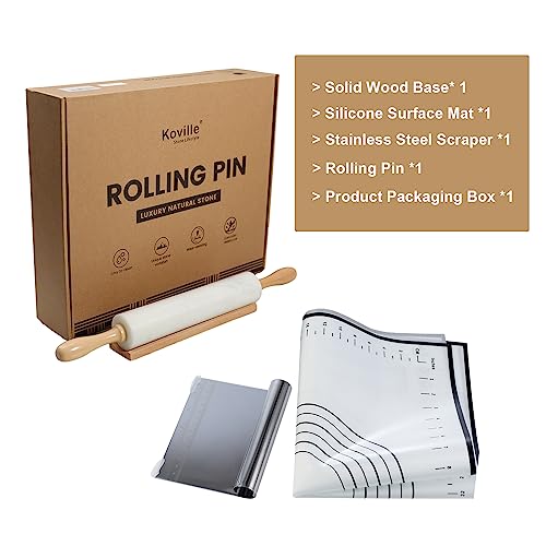 African Natural Marble Rolling Pin (White Marble with Pastry Mat)