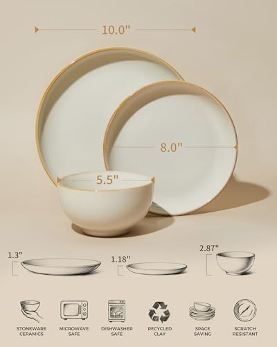 Ceramic Dinnerware Sets for 6 (Cream White / Set (18pcs))