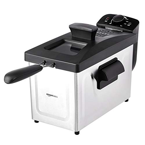 3.2-Qt (3.0L) Electric Deep Fryer with Adjustable Temperature Control, Easy Draining Basket, Viewing Window, Fast-Heating 1500W, Stainless Steel Exterior, Black & Silver (3.2-Qt, Black & Silver)