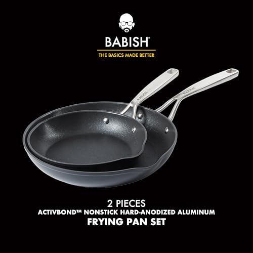 2 Piece 8 and 10 Inch Fry Pan Hard Anodized Laser Titanium Forever Non Stick Technology Durable Frying Pans Set (Black (2pc Frying Pans Set) / 2-Piece Frying Pan Set)