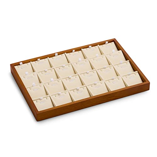 Wooden Jewelry Tray (Creamy-white 24 grid necklace/pendant jewelry tray)