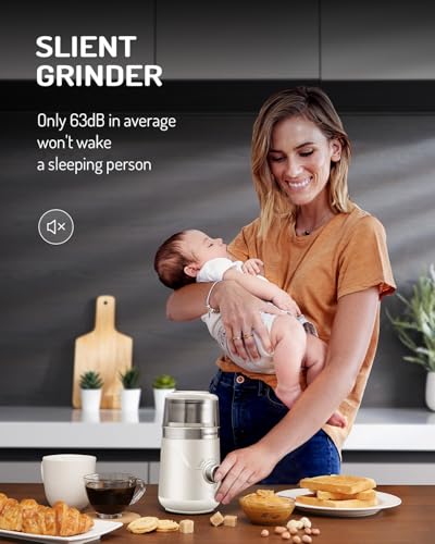 Electric Super Silent Blade Coffee Grinder (Cream / 2 Bowl)