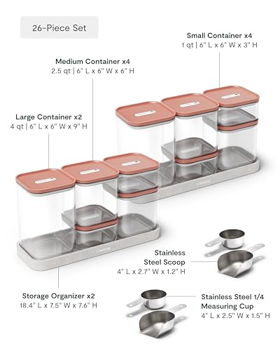 26 Piece Ultimate Airtight Glass Food Storage Containers with Lids (Perracotta / 26-Piece Set)