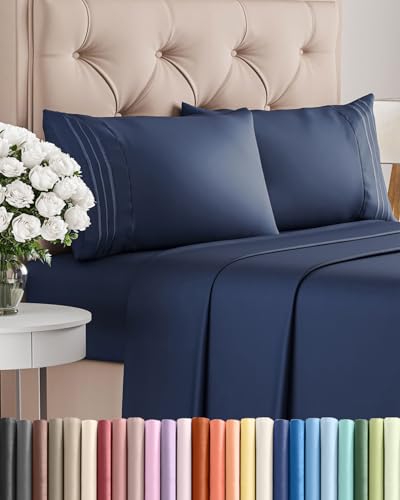 Full Size 4 Piece Sheet Set (18 - Navy Blue / Full)