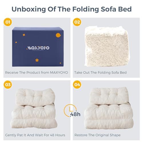 Folding Sofa Bed (Beige / Single)
