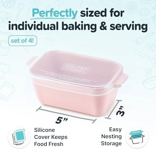 5"x3" Ceramic Baking Dishes with Lids (Cotton Candy / 5"x3" - MADE IN USA)