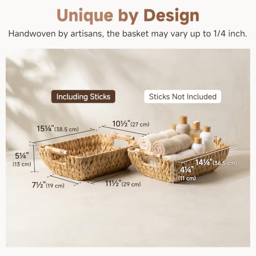 Wicker Baskets for Organizing (Natural(Water Hyacinth) / Medium)