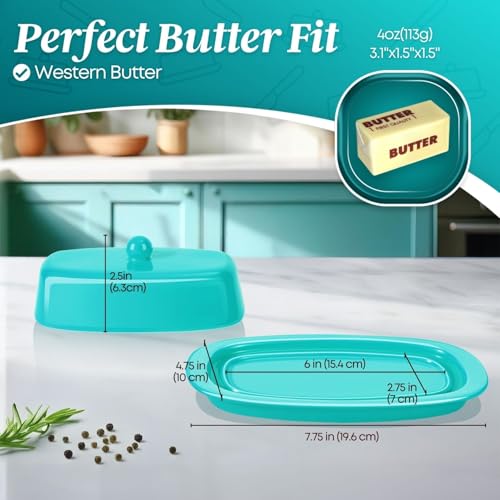 Standard Ceramic Butter Dish with Lid for Countertop (Blue / Standard)