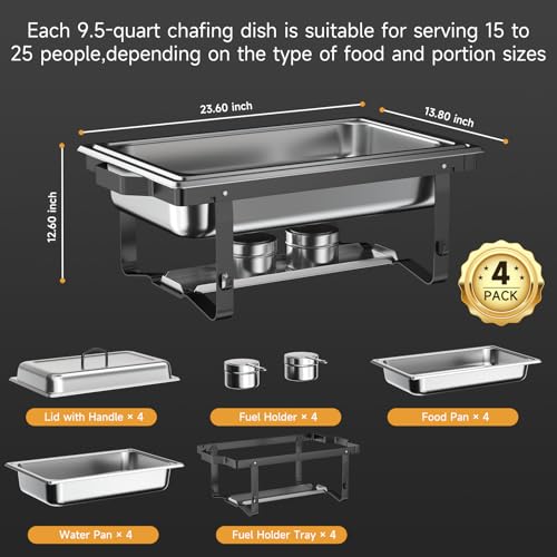 Chafing Dishes for Buffet 4 Pack (4 / Black)