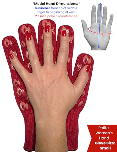 Grill Armor Oven Gloves with Fingers (Small Standard Cuff / Red)