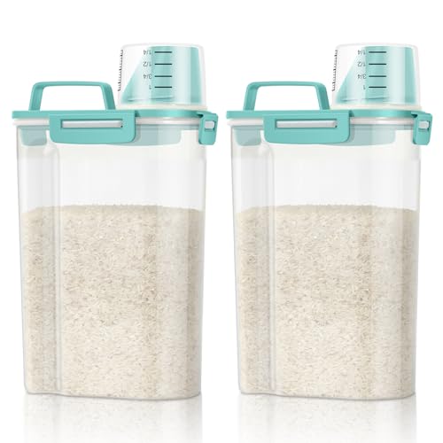 Rice Container Cereal Storage Container 2 Pack 5 Lbs (Cyan 3+3Qt)