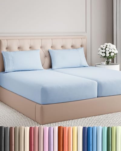 Split King Size 5 Piece Sheet Set (24 - Sky Blue / Split King Size)