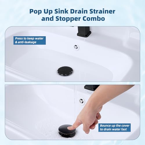 2 Pack 3 in 1 Bathroom Sink Drain Strainer (Oil-rubbed Bronze)