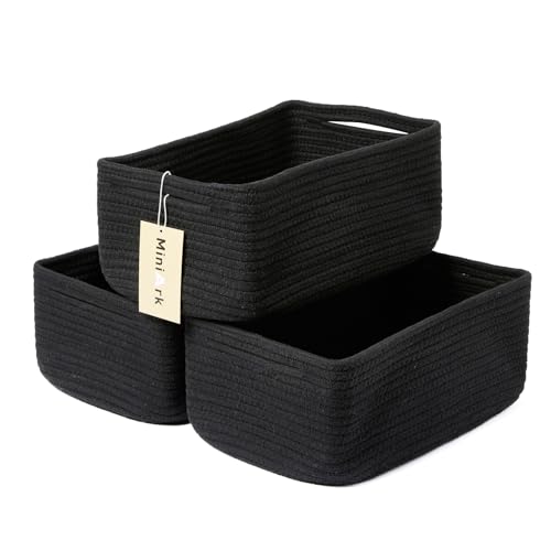 Small Storage Baskets for Organizing (3pcs-L13xW8.5xH5.1" / Black)