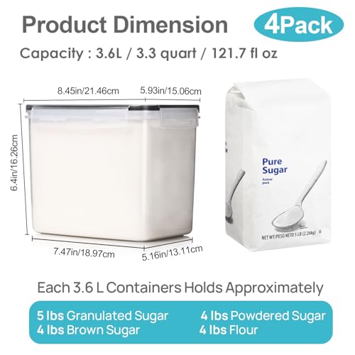 3.6L Food Storage Containers (Black / 3.6L)