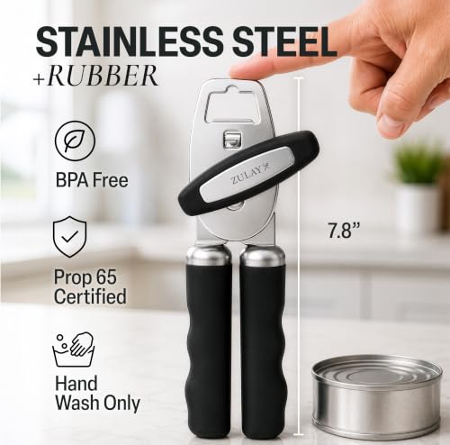 Manual Can Opener Heavy Duty Patented Stainless Steel (Black / Comfy Grip)