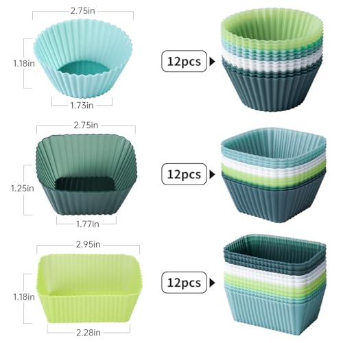 Silicone Cupcake Liners (Soft Colors of 36 Pack)