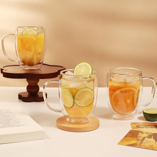 12oz Double Walled Glass Coffee Mugs (12oz(2-pack))