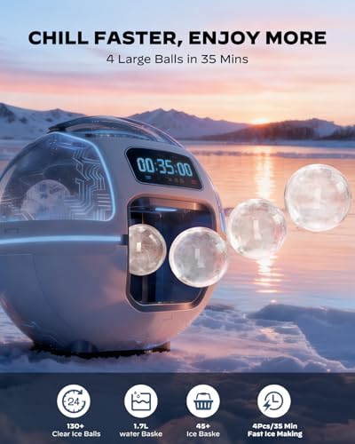 2" Sphere Clear Ice Maker Countertop (Matte Black / 2.0" Sphere Ice)