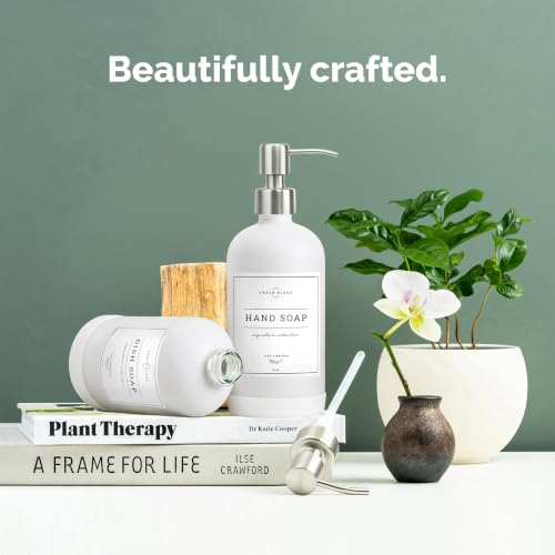 White Glass Soap Dispenser (Matte White Bottle / Silver Pump)