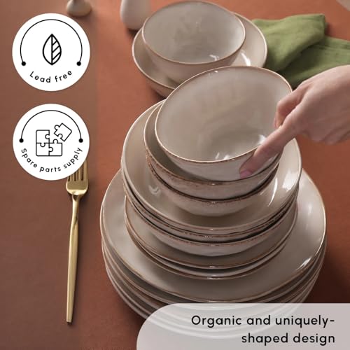 Aria Reactive Stoneware Plates & Bowls Sets (Aria 24-Piece Set)