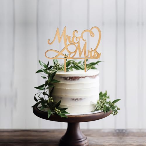 Mr & Mrs Wedding Cake Topper in Wood (Oak Finish D2)