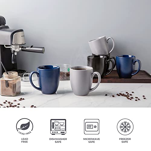 16 oz Coffee Mugs Set of 6 (Matte Gray)