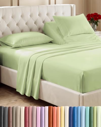 Flex Top Split Head King 4 Piece Sheet Set (16 - Light Sage Green / Split Head/Flex Top)