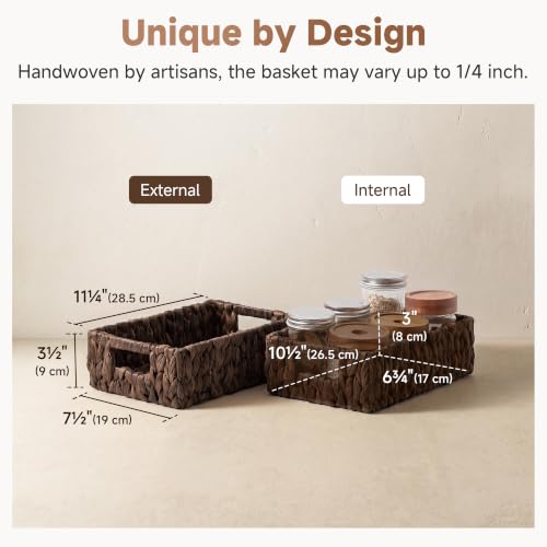Wicker Baskets for Storage (Brown (Water Hyacinth) / 2x 11¼"L x 7½"W x 3½"H)