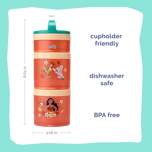 Moana) DiSNEY PRINCESS Whiskware Stackable Snack Pack - 3 Jar + Handle - Blue/Orange/Pink (Disney / Moana)
