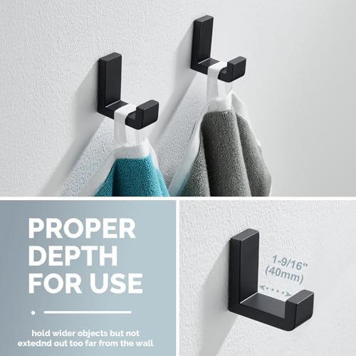 Towel Hooks for Bathrooms Matte Black (4 Pack / Matte Black)