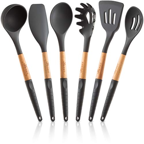 Silicone Cooking Utensils Set 6 Piece (Dark Gray)